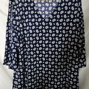 Michael Kors Navy Paisley Blouse